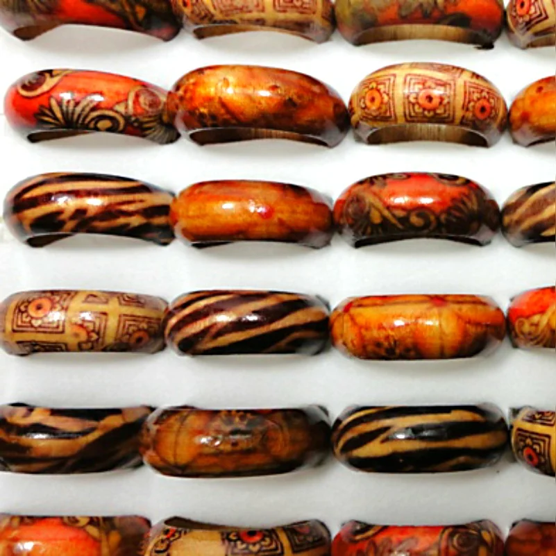 50 шт. модные ретро деревянные украшения кольца для мужчин и женщин смешанных