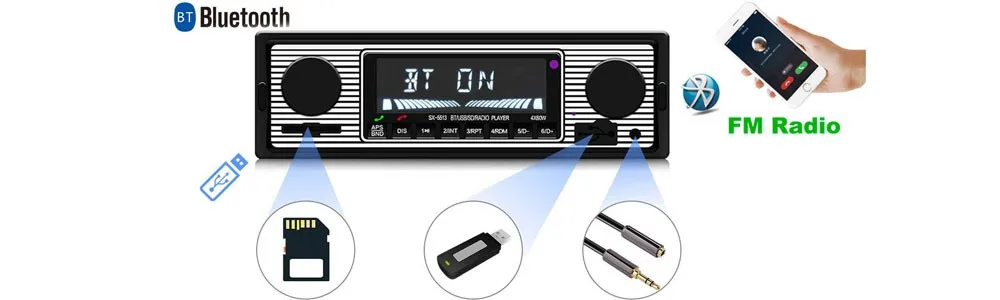 Автомагнитолы MP3 Bluetooth руки игрока-свободнее Плагин карты FM с Chargerd телефон 1 Din музыки в тире