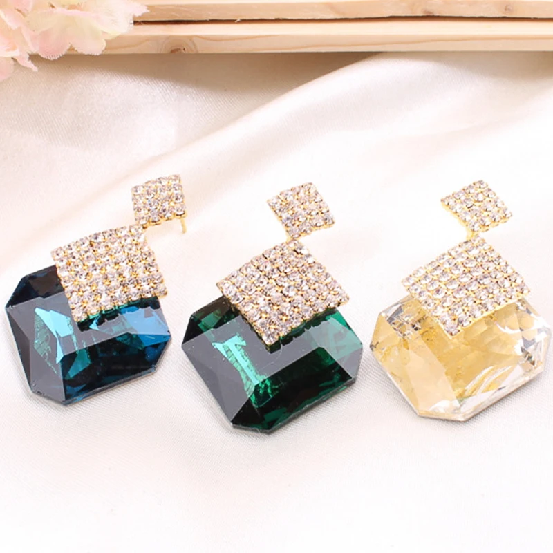 Для женщин площадь горный хрусталь серьги с подвесками модные большой