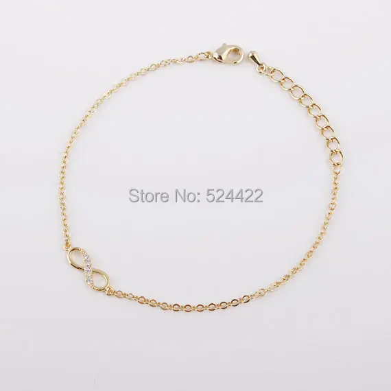 Free shipping 10pcs/lot Gold Infinity with crystal stones bracelet SL009 | Украшения и аксессуары