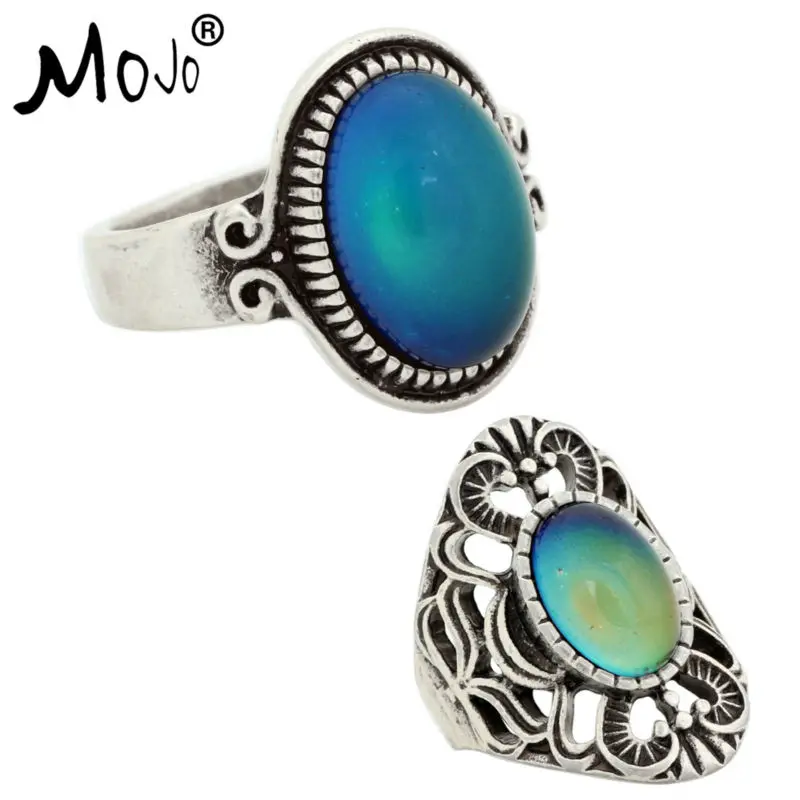 

2PCS Vintage Ring Set of Rings on Fingers Mood Ring That Changes Color Wedding Rings of Strength for Women Men Jewelry RS009-013