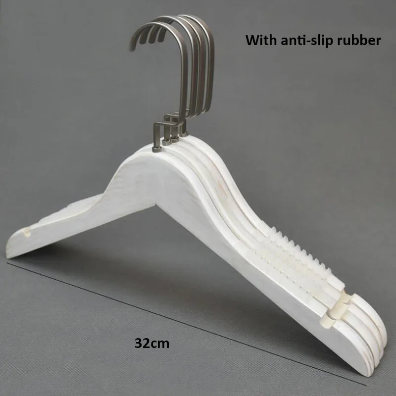32cm with rubber 12 шт. белые Античные деревянные пальто одежда брюки вешалка для костюмов, Панк Sepia старый стиль Одежда кронштейн для вешалок полированная отделка - Цвет: 32cm with rubber