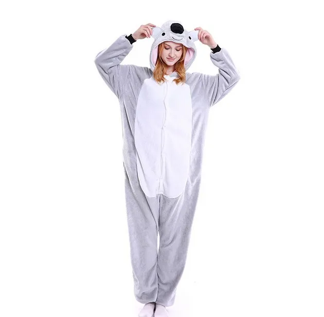 Grey Koala HKSNG Новое поступление розовый синий серый Бегемот кигуруми Рождество животное ноги Хэллоуин Тоторо коала пижамы костюмы-комбинезоны кигуруми - Цвет: Grey Koala