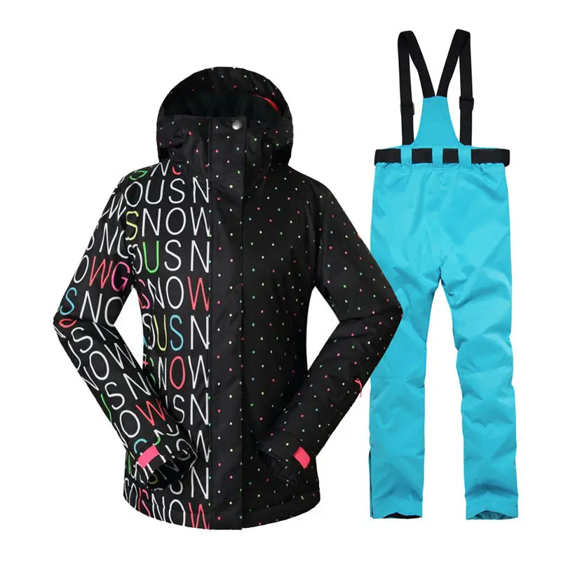 picture jacket pant Хорошее Для женщин зимние Костюмы, для улицы, Спортивная Комплекты для сноубординга из водонепроницаемого материала с защитой от ветра, лыжные куртки и нагрудник зимние брюки для девочек - Цвет: picture jacket pant
