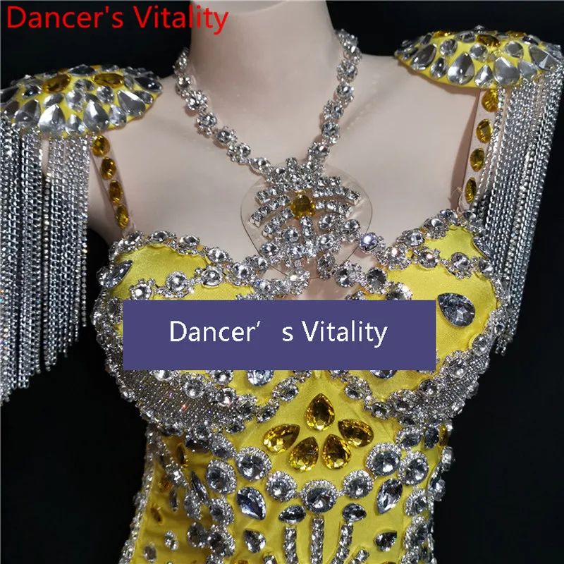 Singer Host DJ Rhinestone Slap-up Body Suit Bubble Skirt Stage Wear Adult Evening Dress Pole Jazz DS Dancing Competition Outfits |
