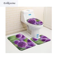 Free Shipping 3pcs Purple Ball Flower Banyo Bathroom Carpet Toilet Bath Mat Set Non Slip Pad Tapis Salle Bain Alfombra Bano
