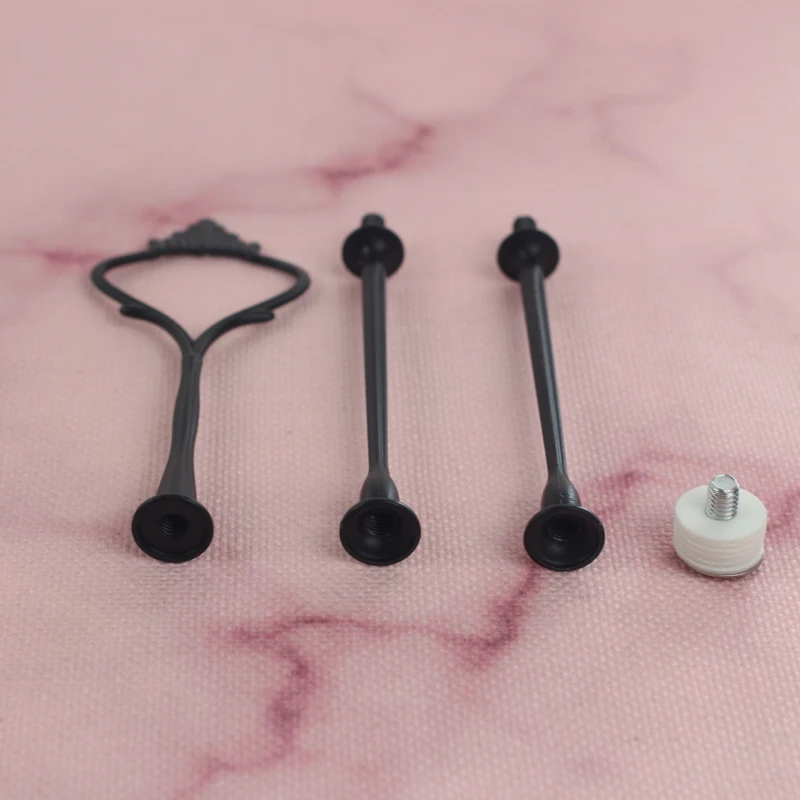 

Best Price Different Colors Cupcake Metal Cup 3 Tier Small Crown Shape Wedding Black Cake Stand Rods