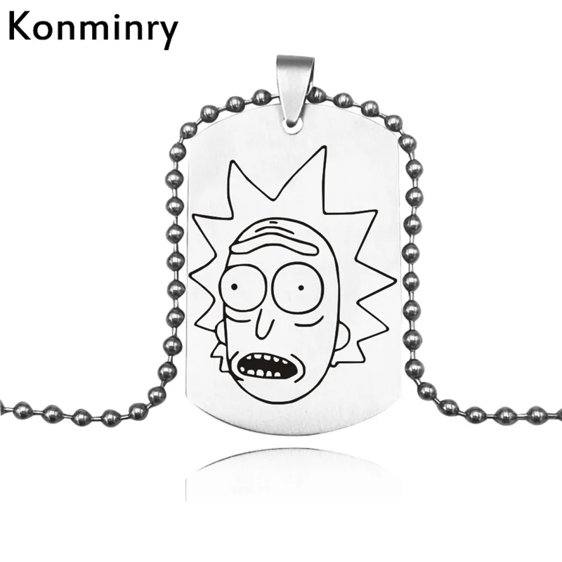 Konminry Rick And Morty квадратное ожерелье из нержавеющей стали горячее аниме смешное лицо мультфильм металлическое ожерелье из бисера для женщин мужчин - Окраска металла: 11