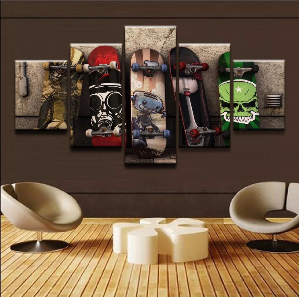 

Modular Poster Painting Home Decor Children's Room 5 Pieces Wall Art Graffiti Skateboard Pictures Modern Top-Rated Canvas Print