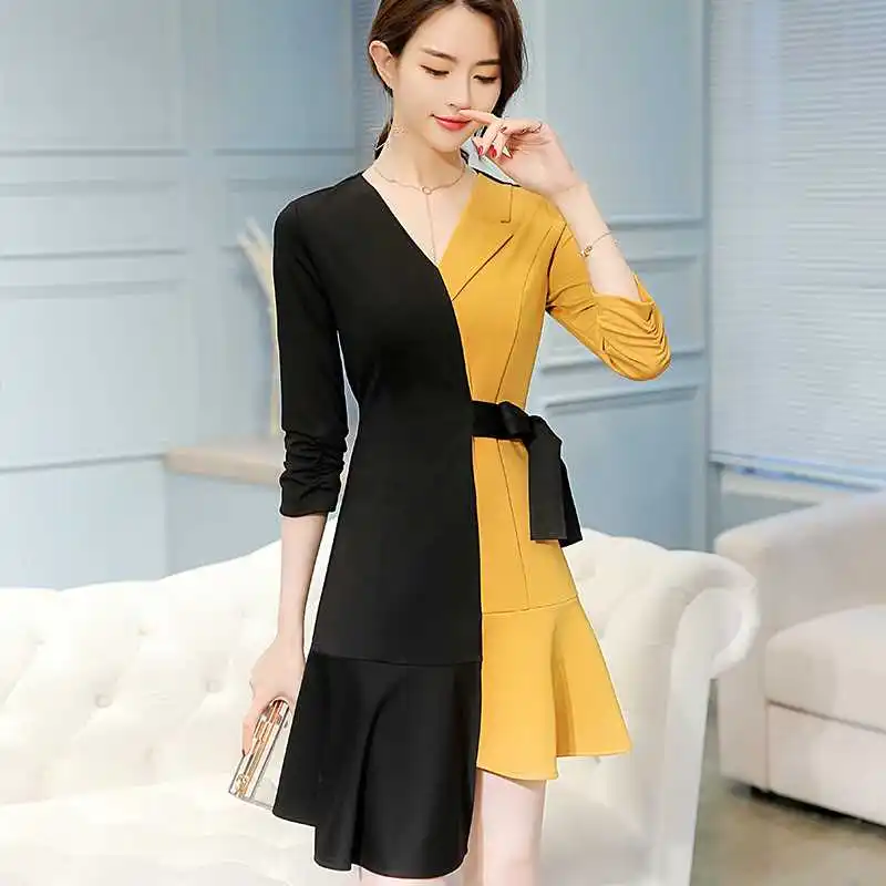 Modis летнее платье большого размера с поясом асимметричное короткое женское