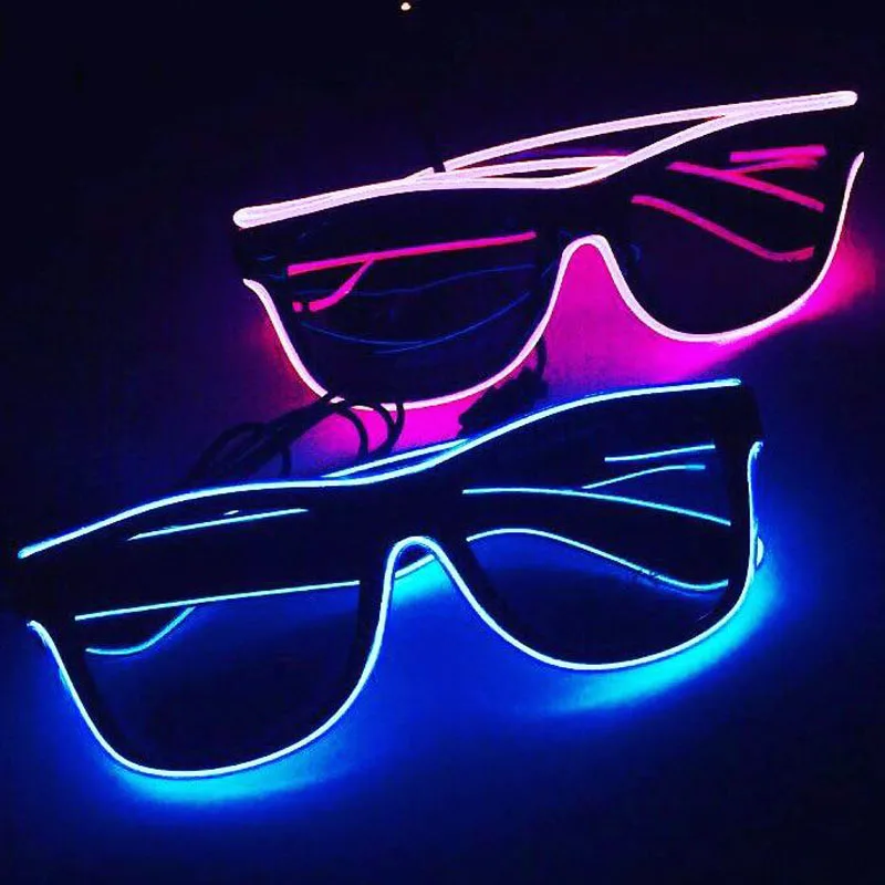 Светоотражающие EL-провода светодиодные очки "Novelty Flashing EL Wire Led Glasses Luminous Party Decorative Lighting glasses Gift Bright LED Light Up ELGlasses on"