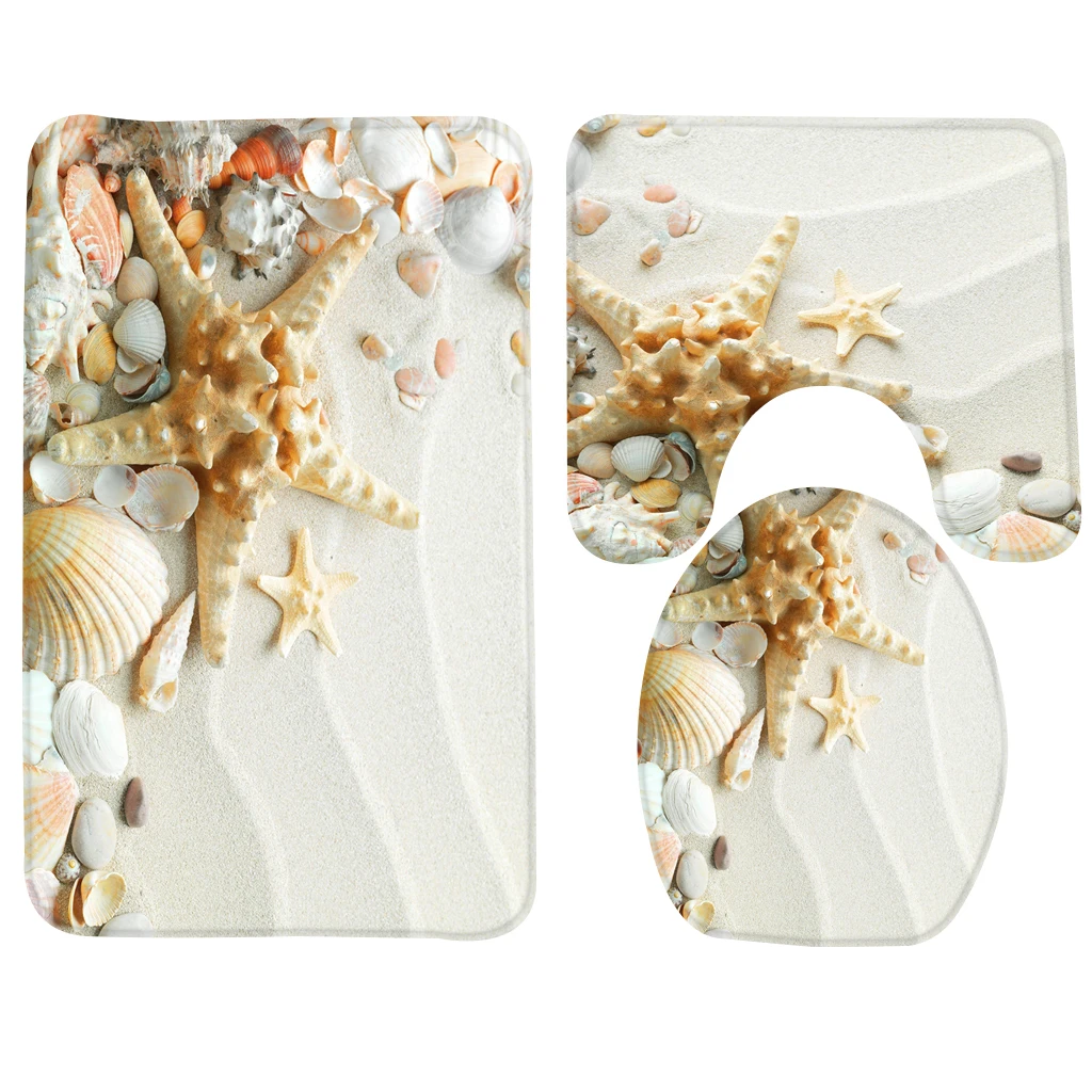 Набор ковриков для ванной 3 шт. пляжный коврик с рисунком морской звезды