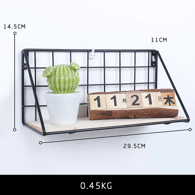 BLACK-0.45KG Деревянный железный настенный стеллаж для ванной комнаты, кухонный органайзер, аксессуары для дома, полка для хранения столовых приборов - Цвет: BLACK-0.45KG