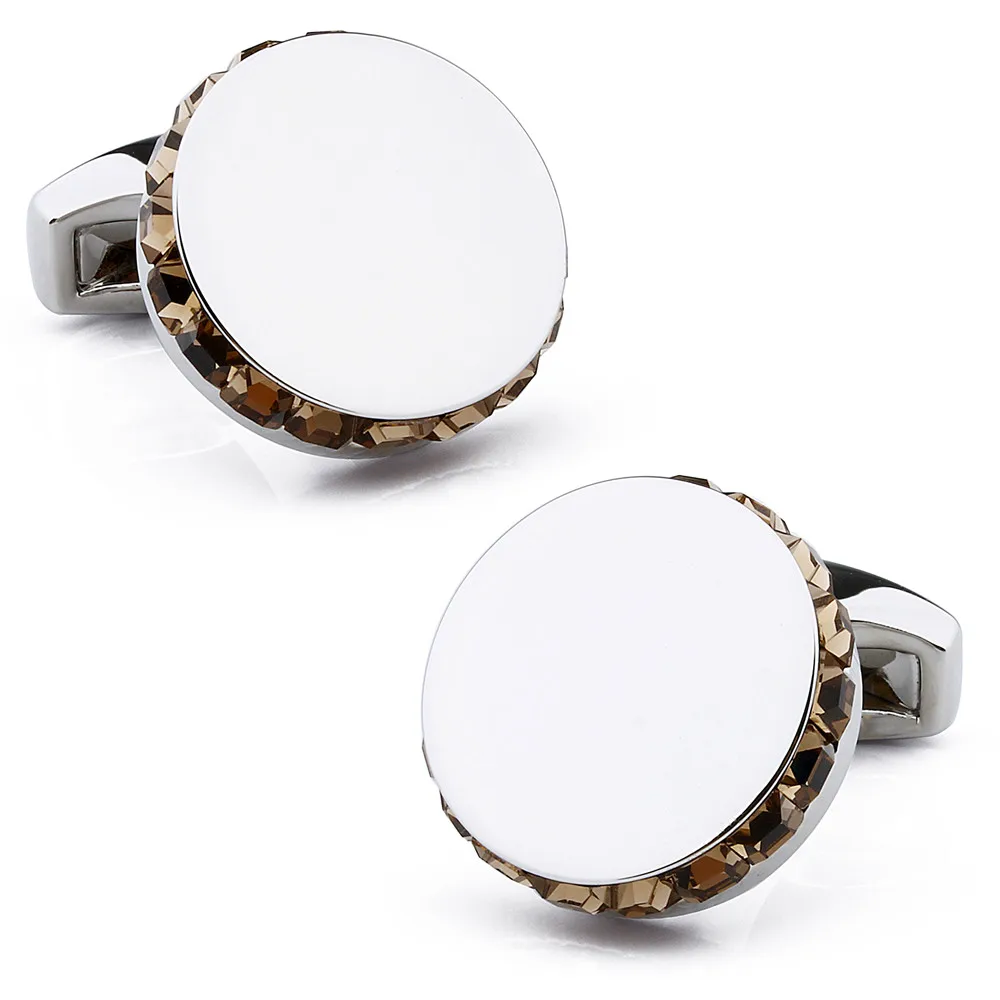 HAWSON Cuff links Crystal Wedding Cufflinks for Mens Luxury Grooms Dress Accessory