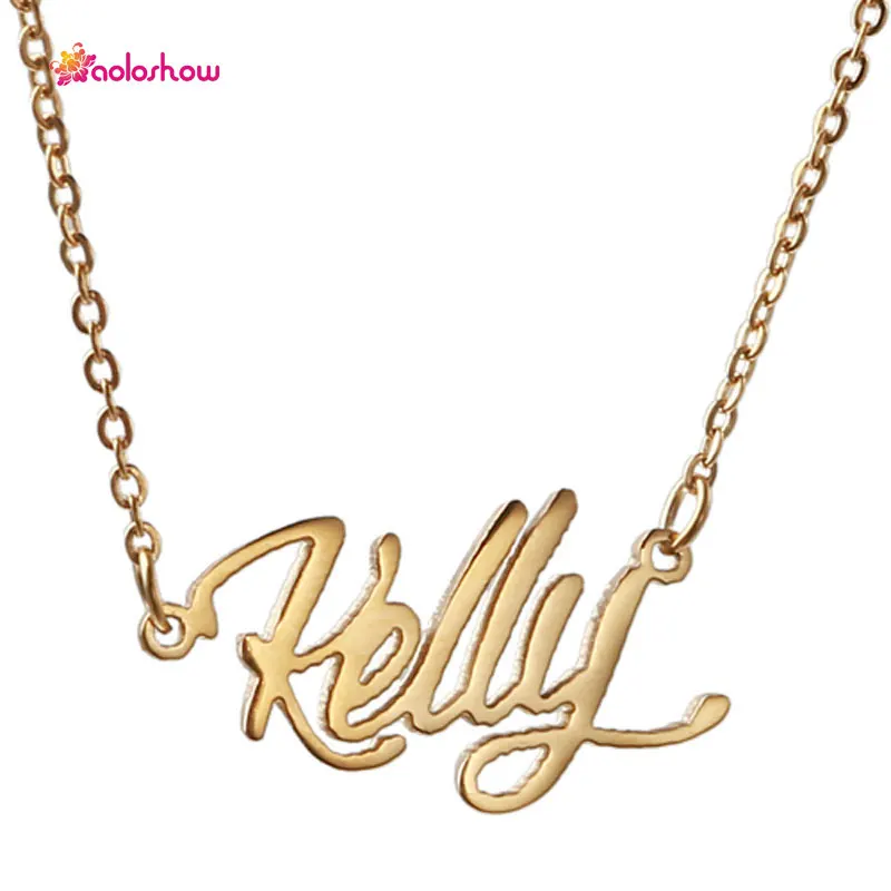 Женское ожерелье с буквенным принтом AOLOSHOW золотое надписью Kelly NL 2406 2|letter