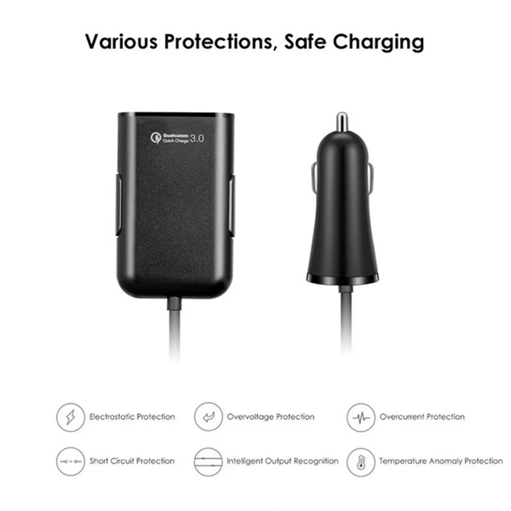 Универсальное USB Автомобильное зарядное устройство для IPhone планшет Samsung GPS QC3.0 быстрое зарядное устройство автомобильное зарядное устройство 4 порта USB автомобильный адаптер зарядного устройства для телефона