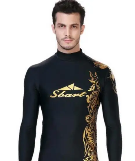 SBART 1 шт. Золотой купальник для мужчин рашгарды с длинными рукавами футболки топы
