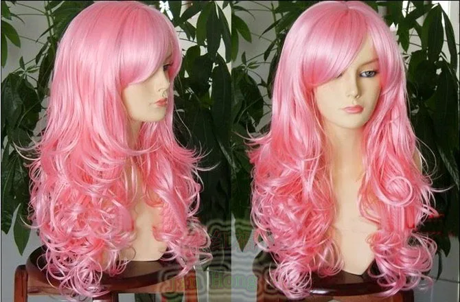 БЕСПЛАТНАЯ доставка&gt&gt&gt Новое! длинный Розовый Вьющиеся Партии Cosplay парик