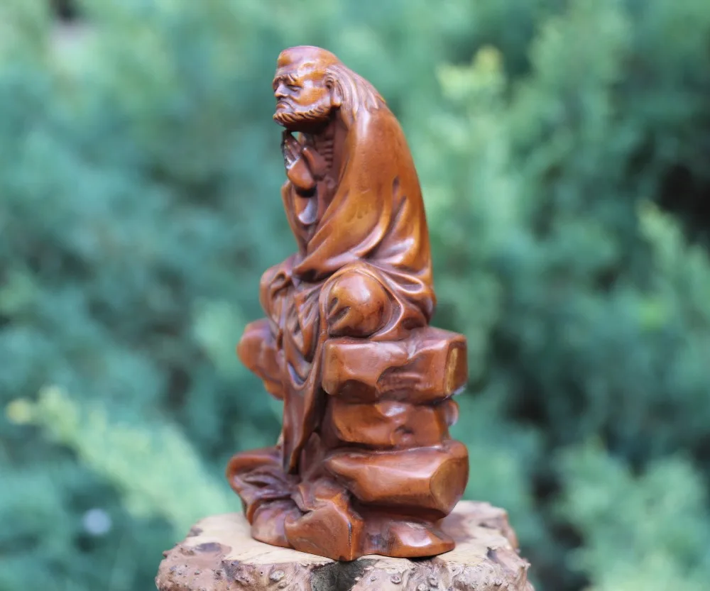 13 см китайский Boxwood Dharma Bodhidharma arhat Дарума мастер Zen скульптуры | Дом и сад