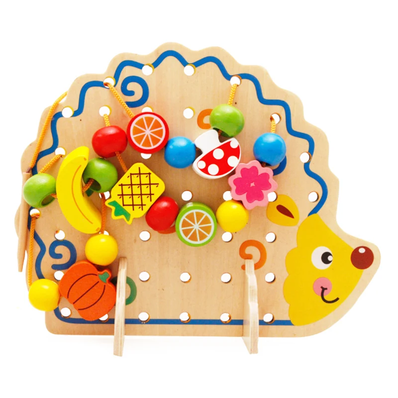 Обучение Образование Деревянные Игрушечные лошадки 82 шт. Ежик фрукты резьбы