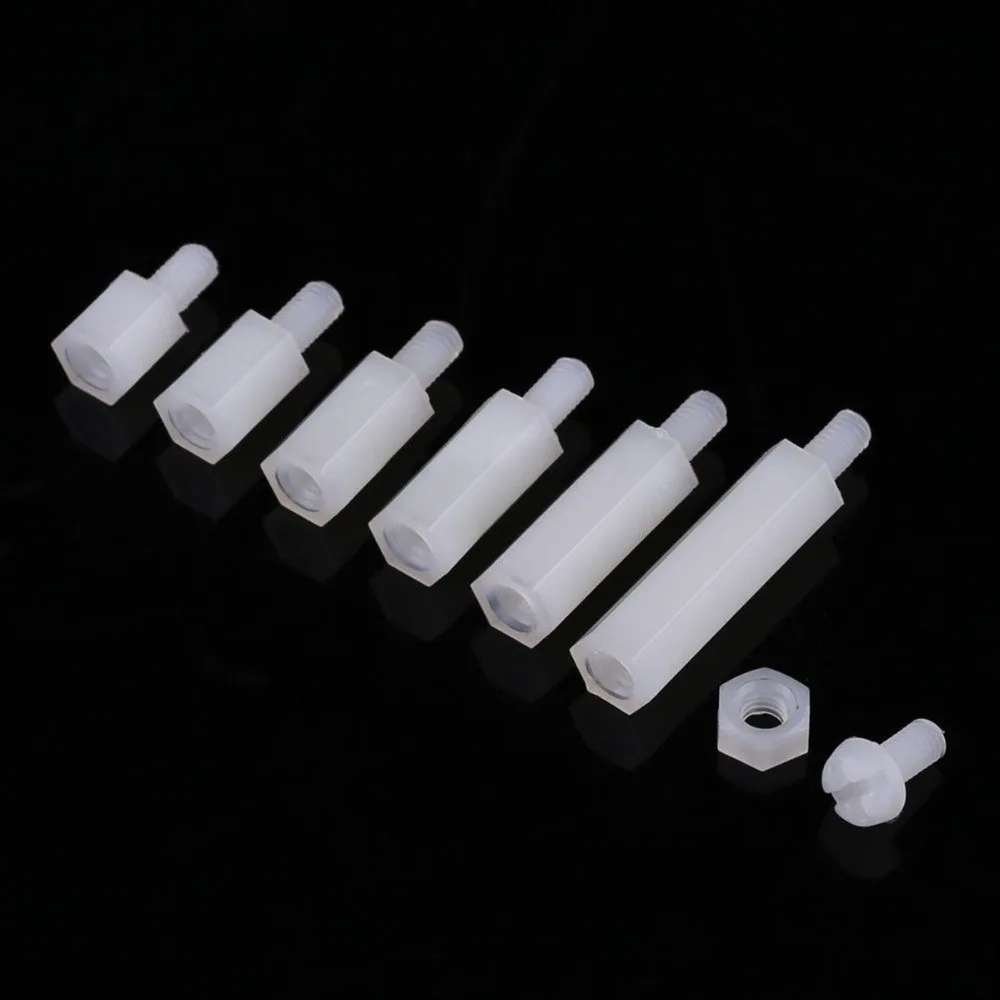 180 шт. M3 нейлоновые белые M-F шестигранные прокладки для винтов и гаек в