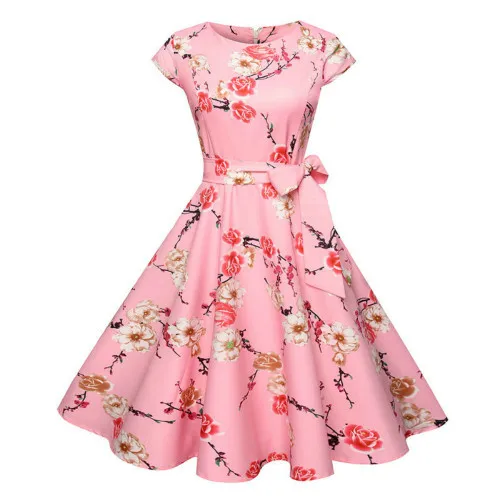 Женское винтажное платье с цветочным принтом Повседневное в горошек для