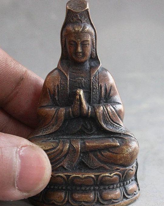 Китайский scy Bronze Kwan yin Boddhisattva статуя Будды|statuette|statuette buddha |