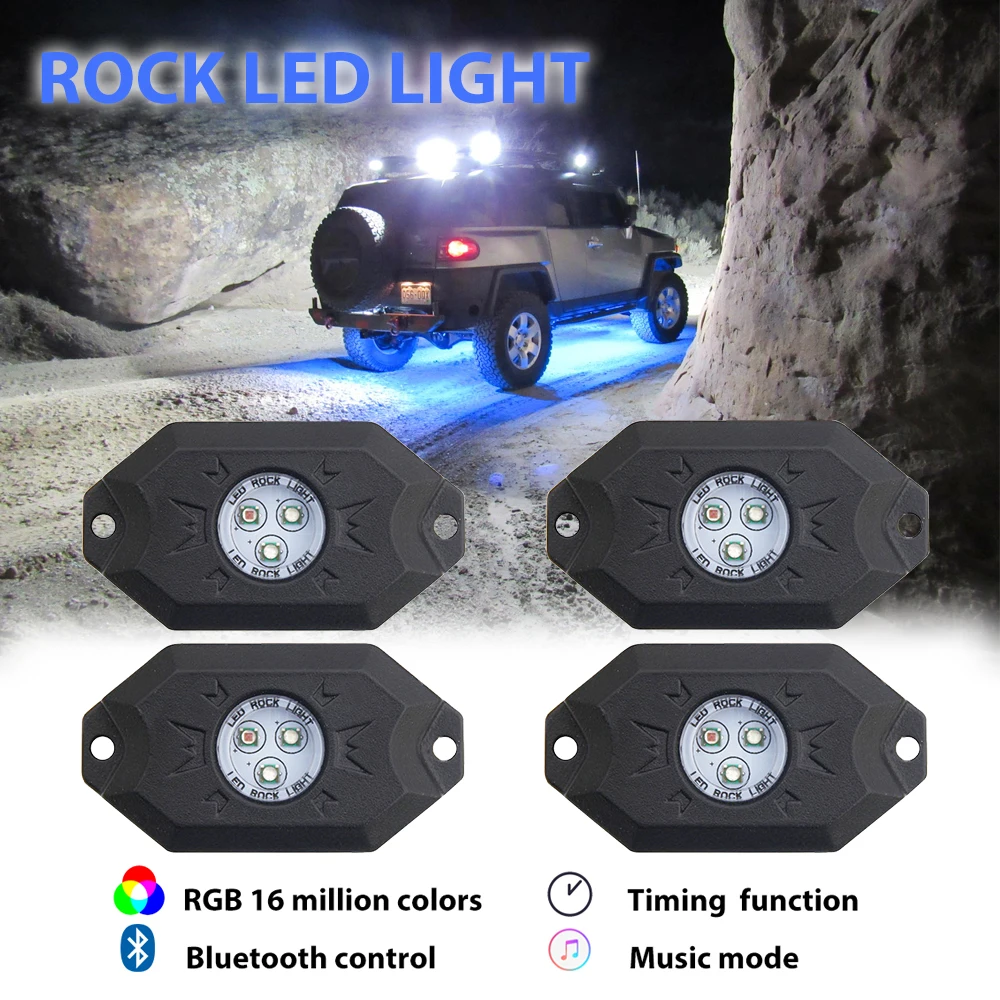 4 накладки RGB ходовые светильник s с Bluetooth пульт дистанционного управления