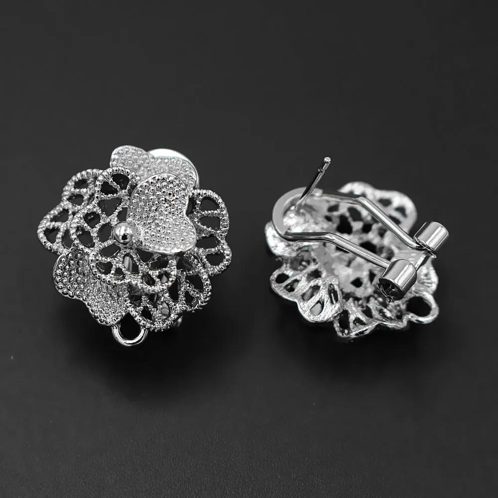 Серьги с петлей вешалка филигранный цветок DIY ретро металлические зажимные