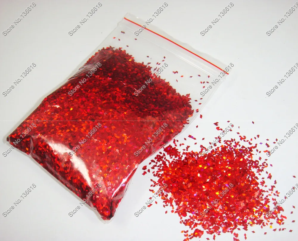 

50gram-1mm Holographic Laser Red Color Glitter Diamond(rhombus)Paillette Spangle Shape for Nail Art Decoration&Glitter Craft