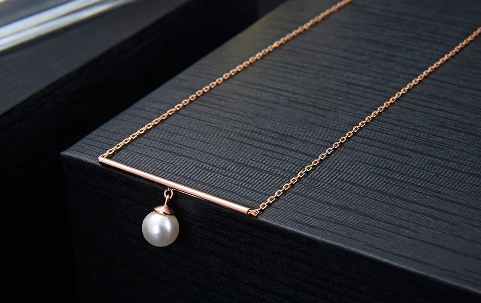 ORSA JEWELS Top Grade Shell Pearl Women Pendant Necklace Rose Gold/Silver Color 925 Sterling Silver Necklace Fine Jewelry SN151