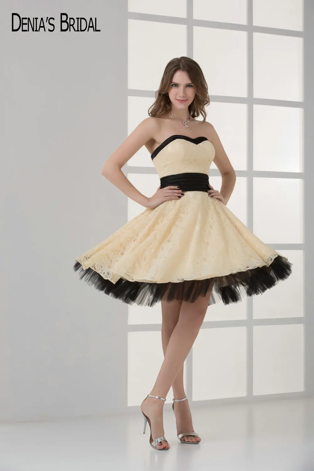 2017 короткие желтые кружевные Коктейльные Вечерние платья с милым вырезом длиной