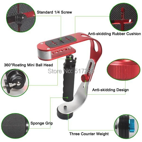 360 degree rotation Professional Video Steadycam Steadicam Stabilizer for gopro hero xiaomi yi action Camera and nikon dslr | Электроника