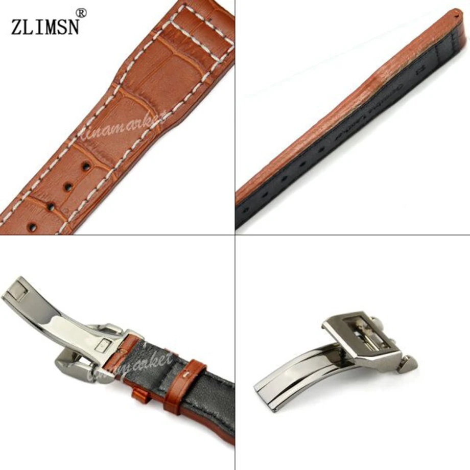 22mm MENS Manual Italy Genuine Leather Watch Band Strap FOR IWCWATCH Include Buckle Brown | Наручные часы