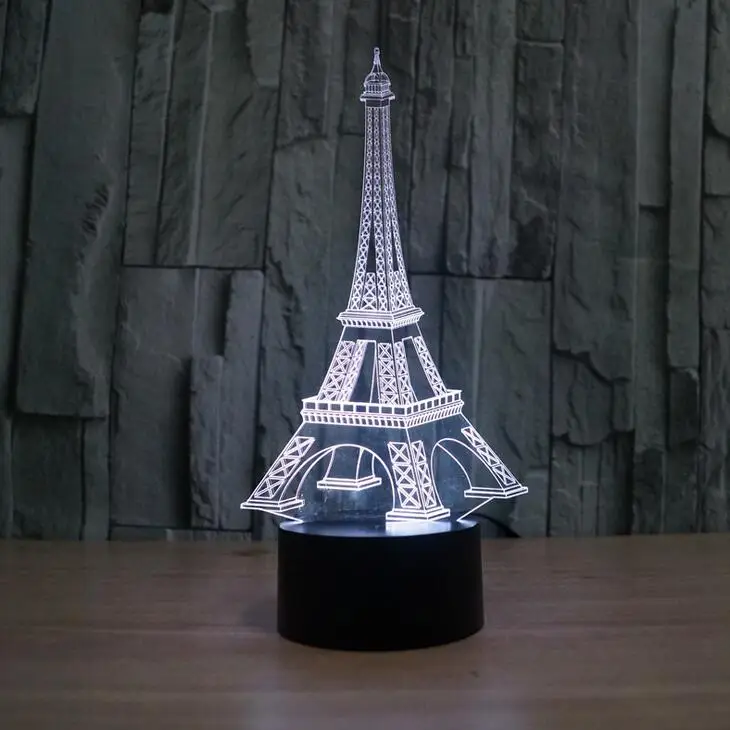 3D визуальная Эйфелева башня светодиодные ночники 7 цветов изменение цвета