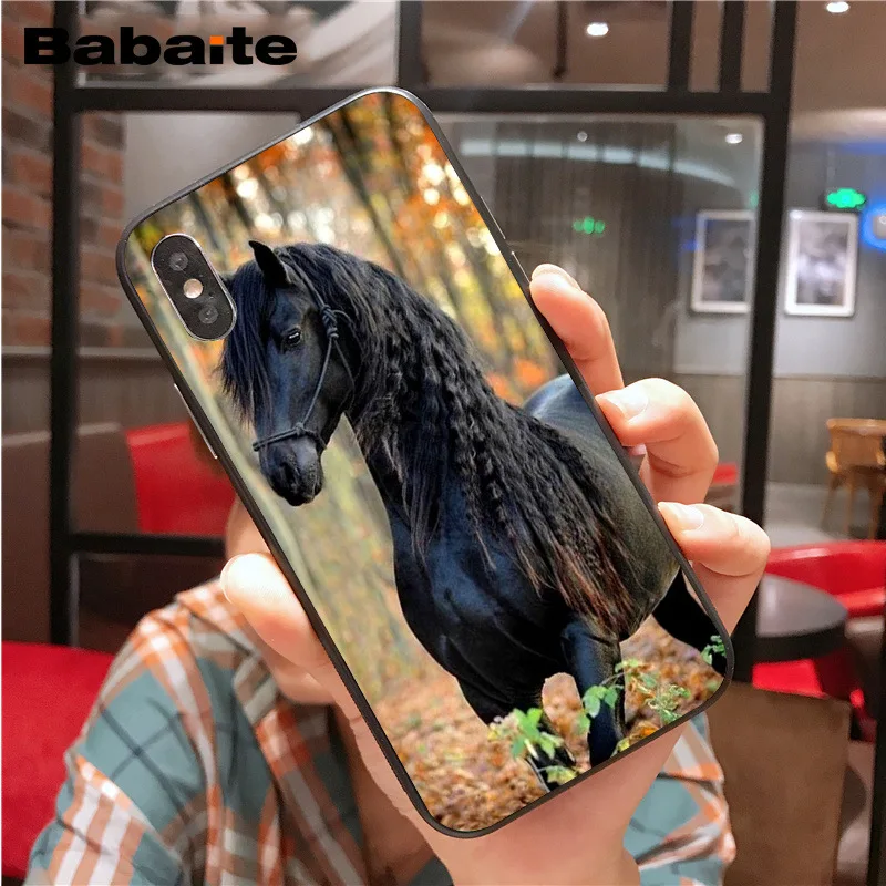 Фредерик красавица лошадь ТПУ черный чехол для телефона iphone X XS MAX 8 7 6S Plus 5S SE XR
