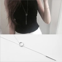 new silver plated jewelry simple long personality european and american temperament wild sweater round necklaces n056