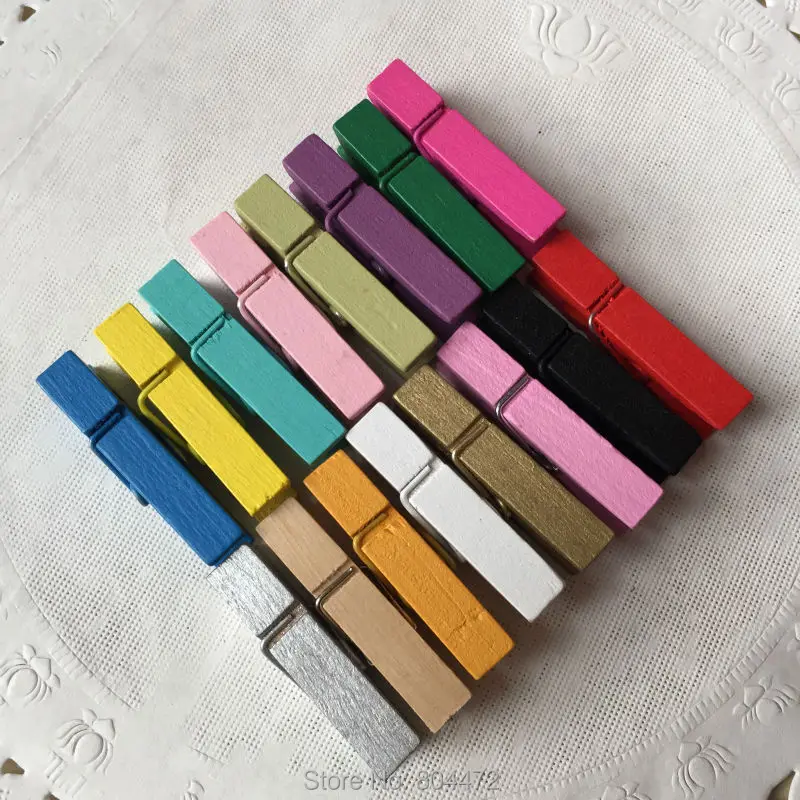 (50pcs/lot) 35 MM Wood Wooden Snacks Pin Folder Clothespin Desk Paper Photo Clip Mini Clothespins | Дом и сад