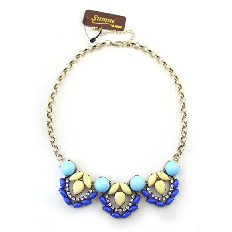 2015 Vintage Brand Designer Statement Necklace Resin Crystal Stone Flowers Pendants &amp Necklaces Colares Shourouk Jewelry | Украшения и