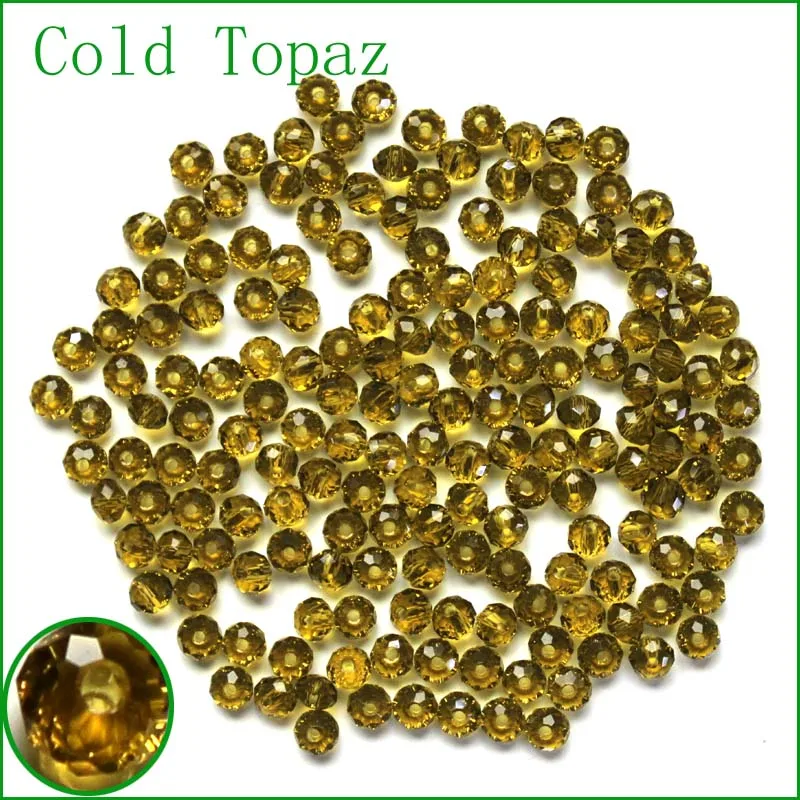 col topaz Чешский бисер Rondelle, 200 шт./лот, 3x4 мм, граненый кристалл, сделай сам, ювелирное изделие, граненый 5040 стеклянный бисер, разделитель - Цвет: col topaz