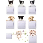 3d яркий эффект, переключатель светильник для кошек и собак, настенные наклейки для детской комнаты, кабинета, украшение для дома, ПВХ наклейки на стену с животными, роспись своими руками, искусство