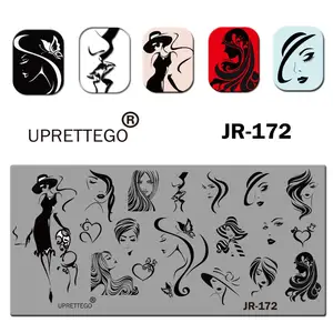 2019 нержавеющая сталь шаблон штамповочной пластины английская фраза геометрия леди Винтаж Цветочный линейный инструмент для ногтей животных JR171-180