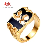 oktrendy stainless steel mens biker ring golden punk rings lucky number 13 cool for women jewelry gift