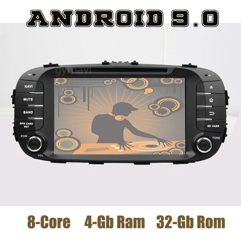 Автомобильный DVD-плеер с GPS Android 9 0 для kia soul 2014-2018 восьмиядерным PX5 Wi-Fi usb 4 + 64 ГБ