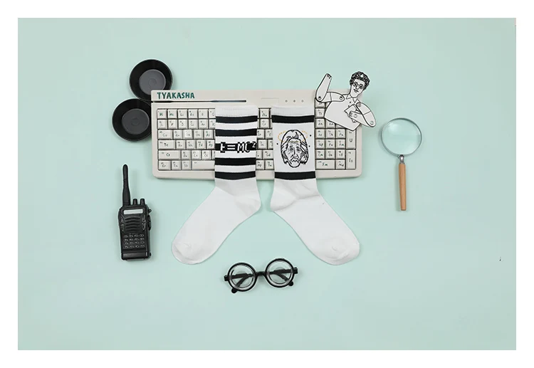 2018 повседневные хлопковые носки для женщин в полоску с буквенным принтом