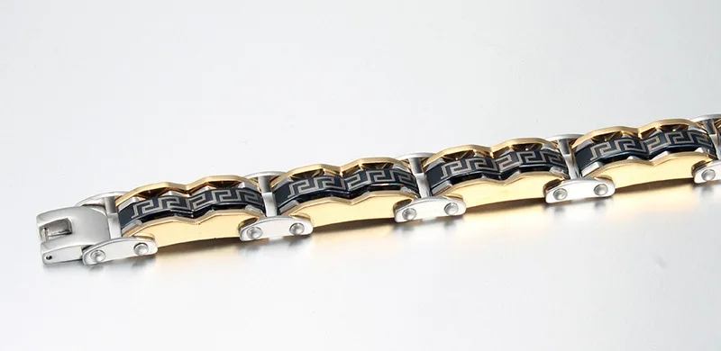 Beautiful men's bracelet fashion Great Wall pattern stainless steel for men black plated jewelry gift | Украшения и