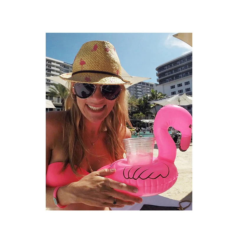 2 PCS Cute Flamingo Drink Holder Inflatable Swimming Floating Bathing Beach Party Kids Float Water Toys |