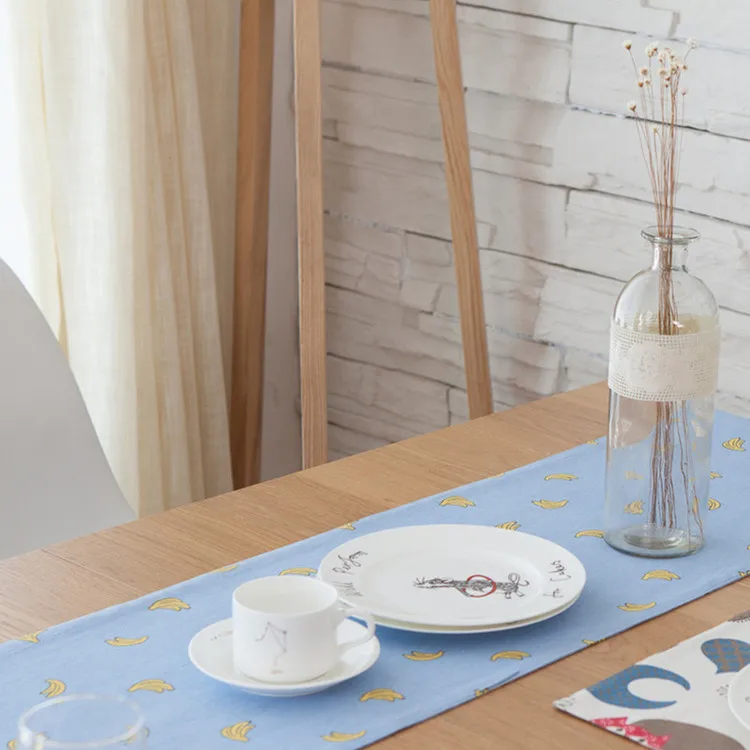 Банан синий Настольная дорожка Decoracion Меса Hogar хлопок белье шмэн де Таблица Tafelloper для вечерние Свадебный декор
