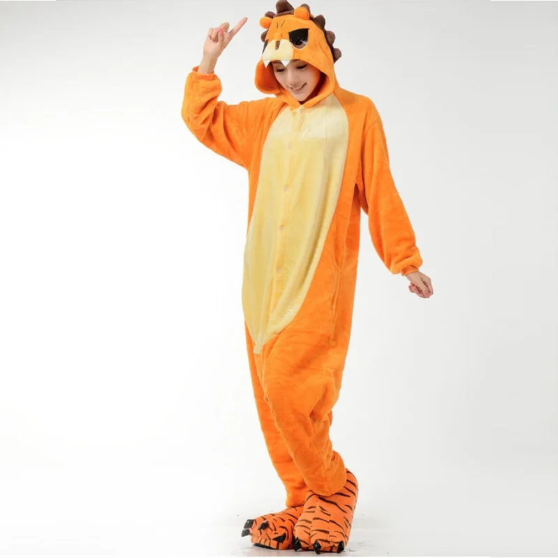 Для женщин Kigurumi оранжевый Лев Onesie для взрослых новая зимняя фланель толщиной