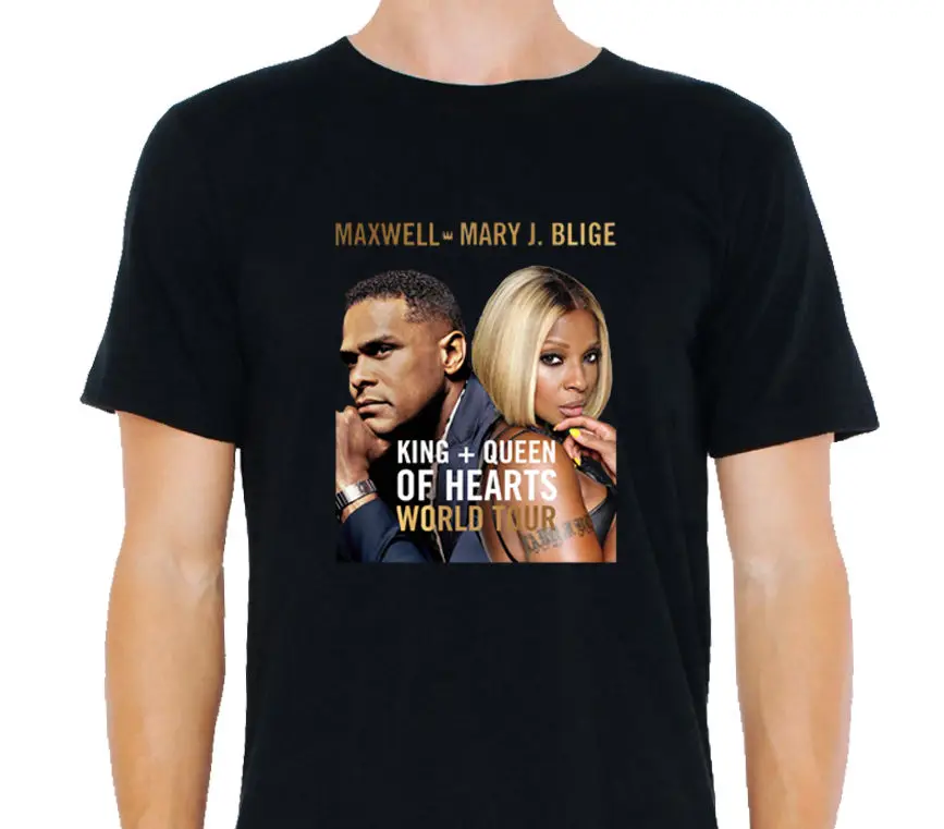 Maxwell и Мэри Джей блайдж король Queen сердец Tour 2016 Футболка Классические хлопковые